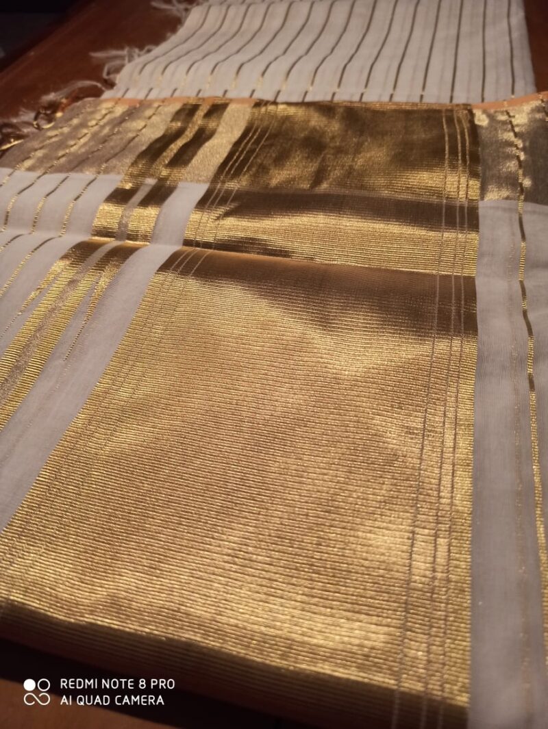 PURE HANDLOOM COTTON JARI LINE SAREE - Image 2