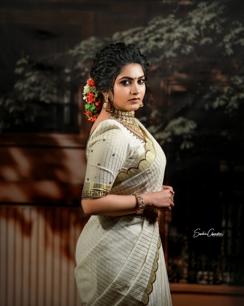 Urvashi - Special hand worked blouse with cut work saree - Image 2