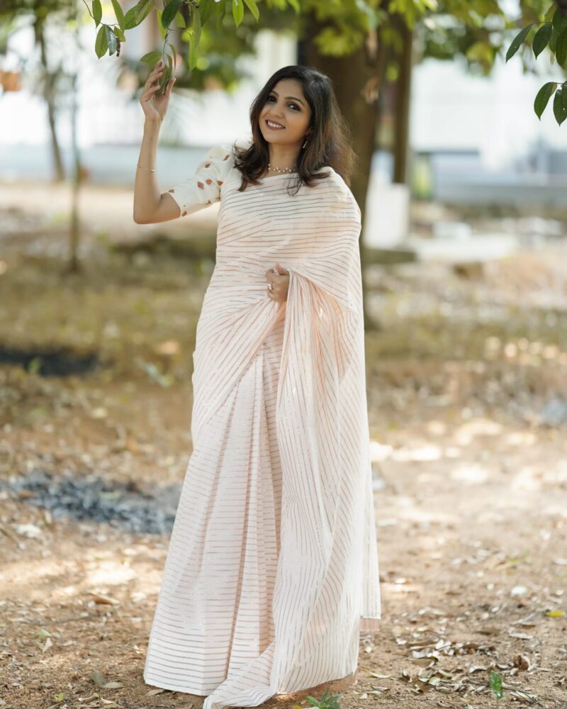 Copper line saree with diamond blouse - Image 7