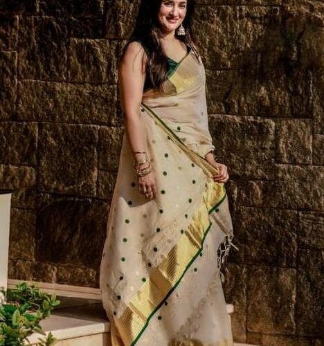 Liz polka saree oliv green 0010