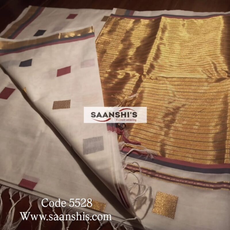 pure handloom cotton saree with big mundani 
5528 - Image 10