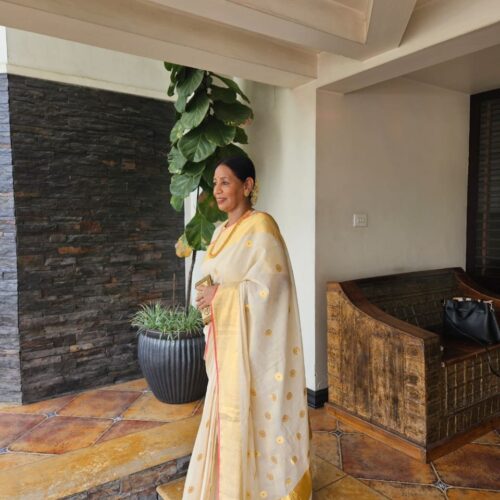 NITA -Red kara Kara Tissue Saree-HCS- 4480