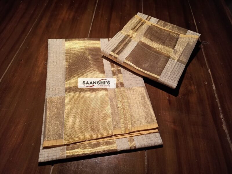4 inch micro check handloom tissue set mund with BLOUSE

code - 4460 - Image 3