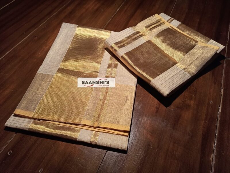4 inch micro check handloom tissue set mund with BLOUSE

code - 4460 - Image 5