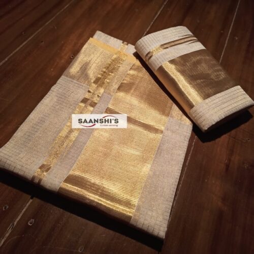 4 inch micro check handloom tissue set mund with BLOUSE

code - 4460