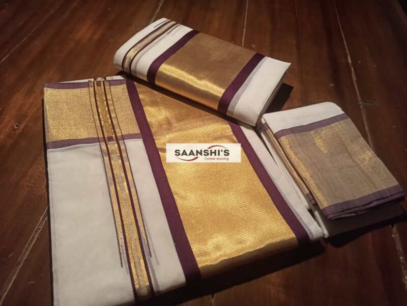 JAMUNI - PURPLE KARA HANDLOOM SET MUND - Image 2