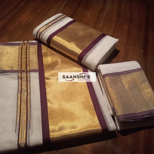 JAMUNI - PURPLE KARA HANDLOOM SET MUND
