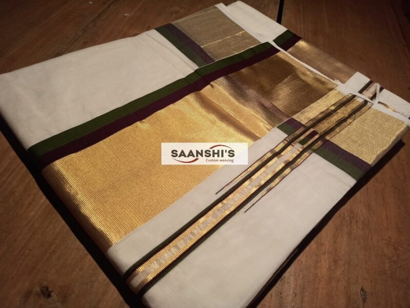 Pure handloom cotton purple and green  kara saree - 4492 - Image 7