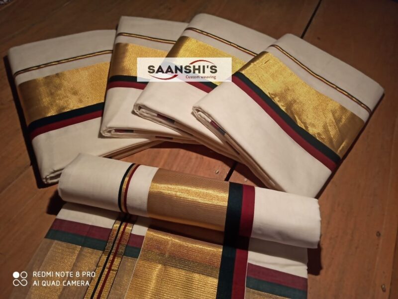 Maroon and green budget handloom cotton saree 4490 - Image 4