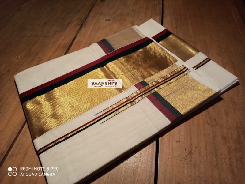 Maroon and green budget handloom cotton saree 4490 - Image 2