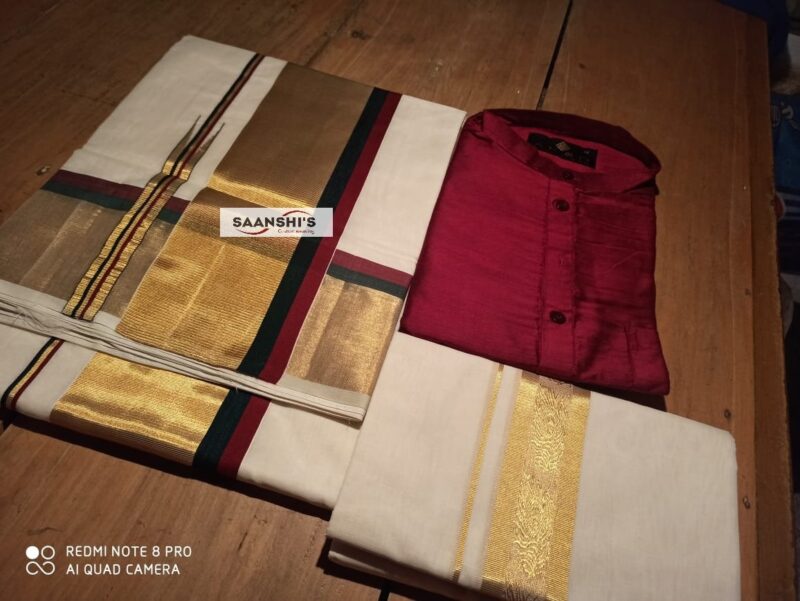 Maroon and green budget handloom cotton saree 4490 - Image 5