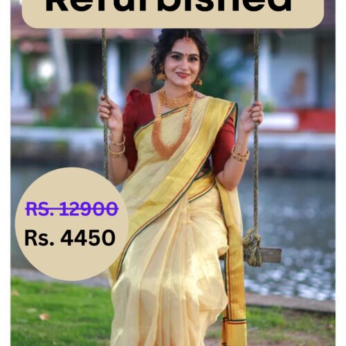 4498 Saranya- Full jari weaved maroon + green tissue handloom saree -REFURBISHED