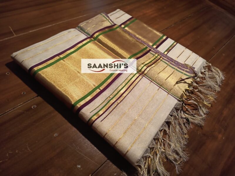 TYACHI - handloom tissue saree with ganga jamuna border 5011 - Image 5