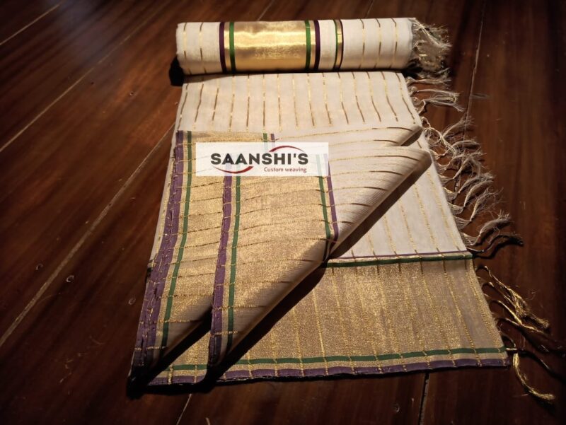 TYACHI - handloom tissue saree with ganga jamuna border 5011 - Image 3