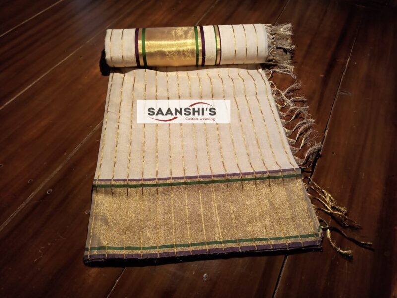 TYACHI - handloom tissue saree with ganga jamuna border 5011 - Image 2