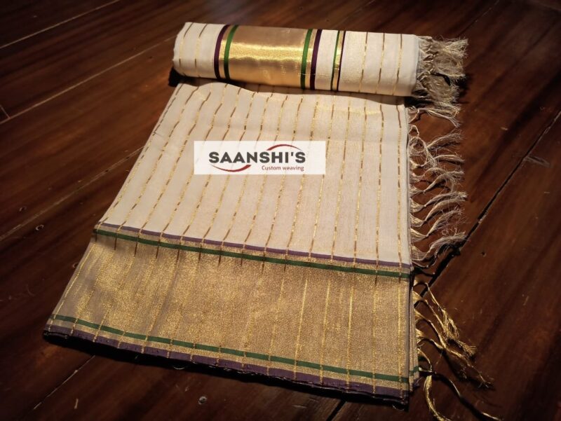 TYACHI - handloom tissue saree with ganga jamuna border 5011 - Image 6