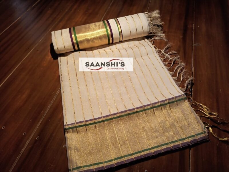 TYACHI - handloom tissue saree with ganga jamuna border 5011 - Image 4