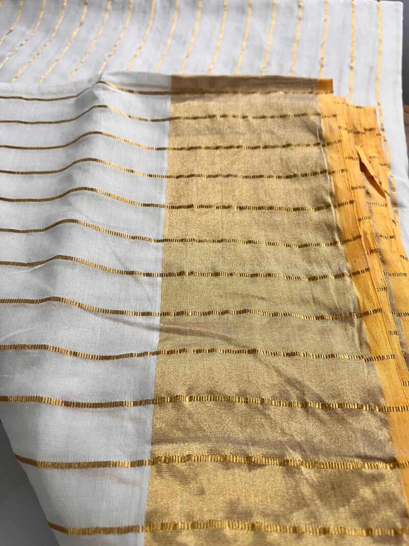 PURE HANDLOOM COTTON JARI LINE SAREE (REFURBISHED) - Image 12