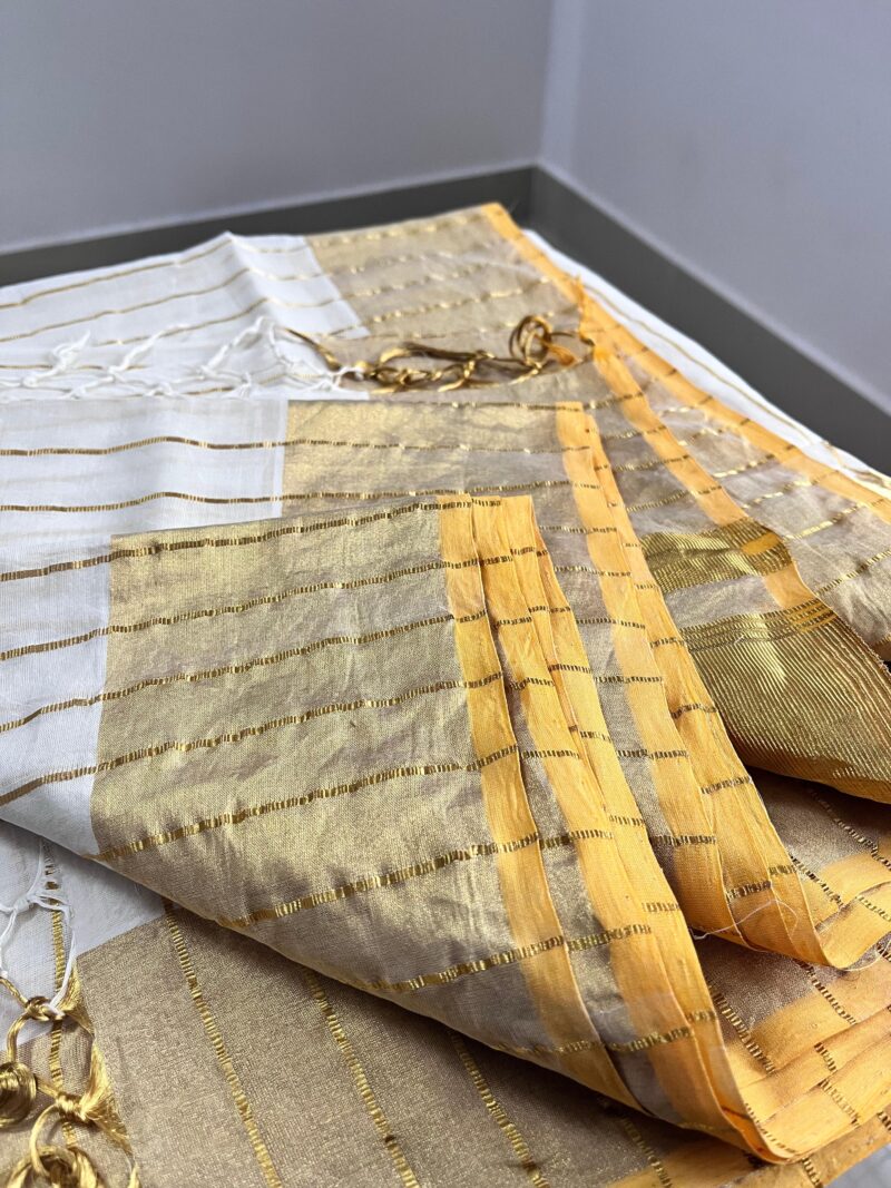 PURE HANDLOOM COTTON JARI LINE SAREE (REFURBISHED) - Image 13