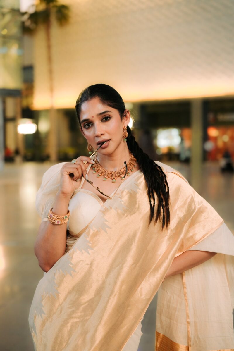 1017 NYLA big temple border saree