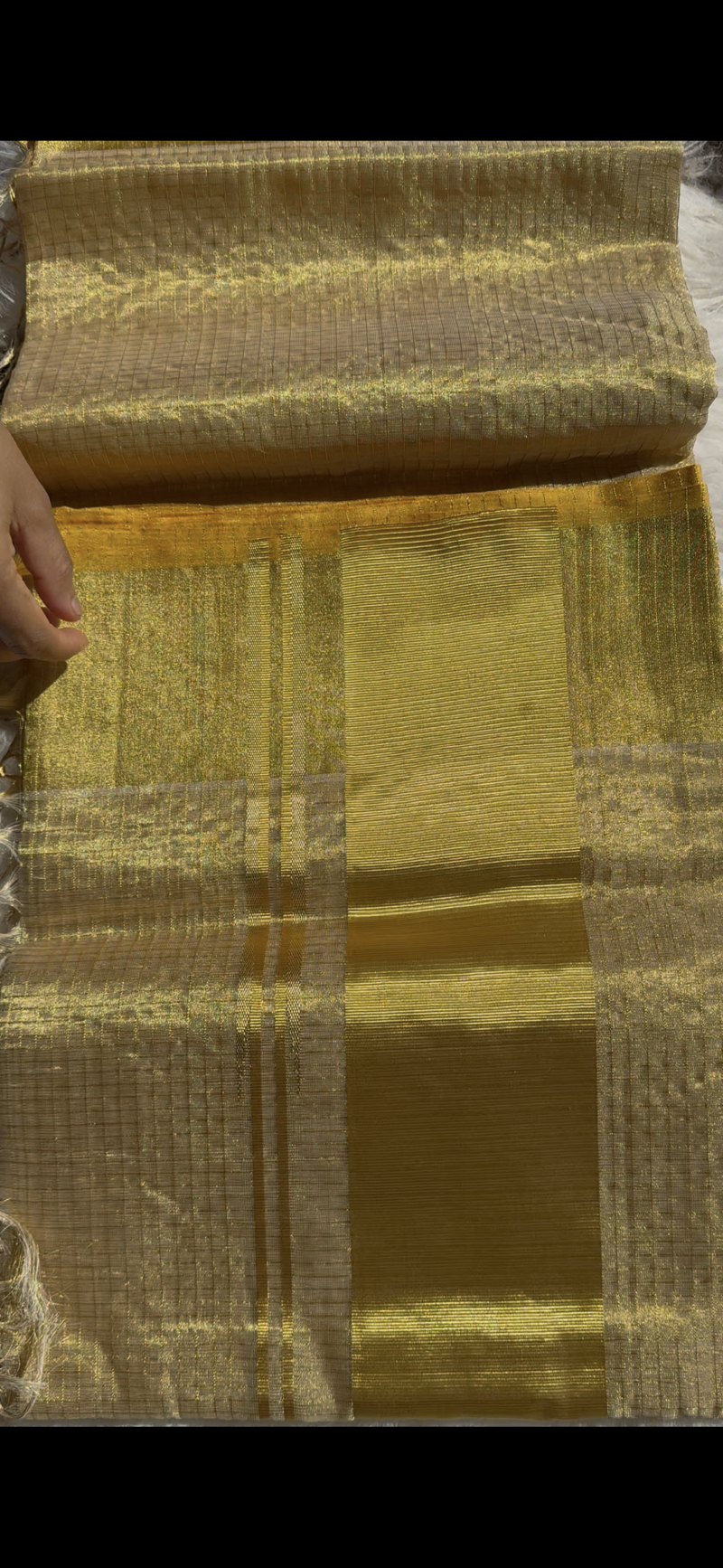 FULL JARI WEAVED - TISSUE MICROCHECK SAREE 4 inch 6366 - Image 6