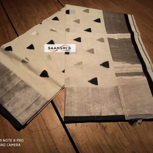 temple SILVER AND BLACK SAREE