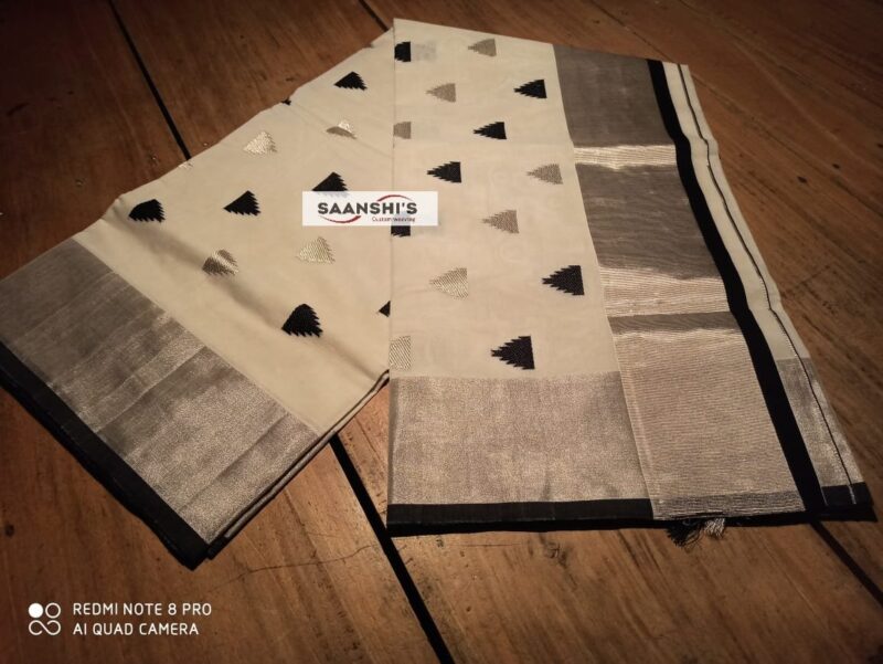 temple SILVER AND BLACK SAREE