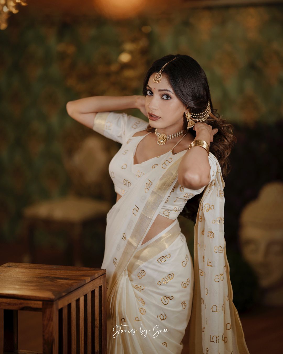 Lettera Embroidery Cotton Kerala Saree -20438 - Image 3