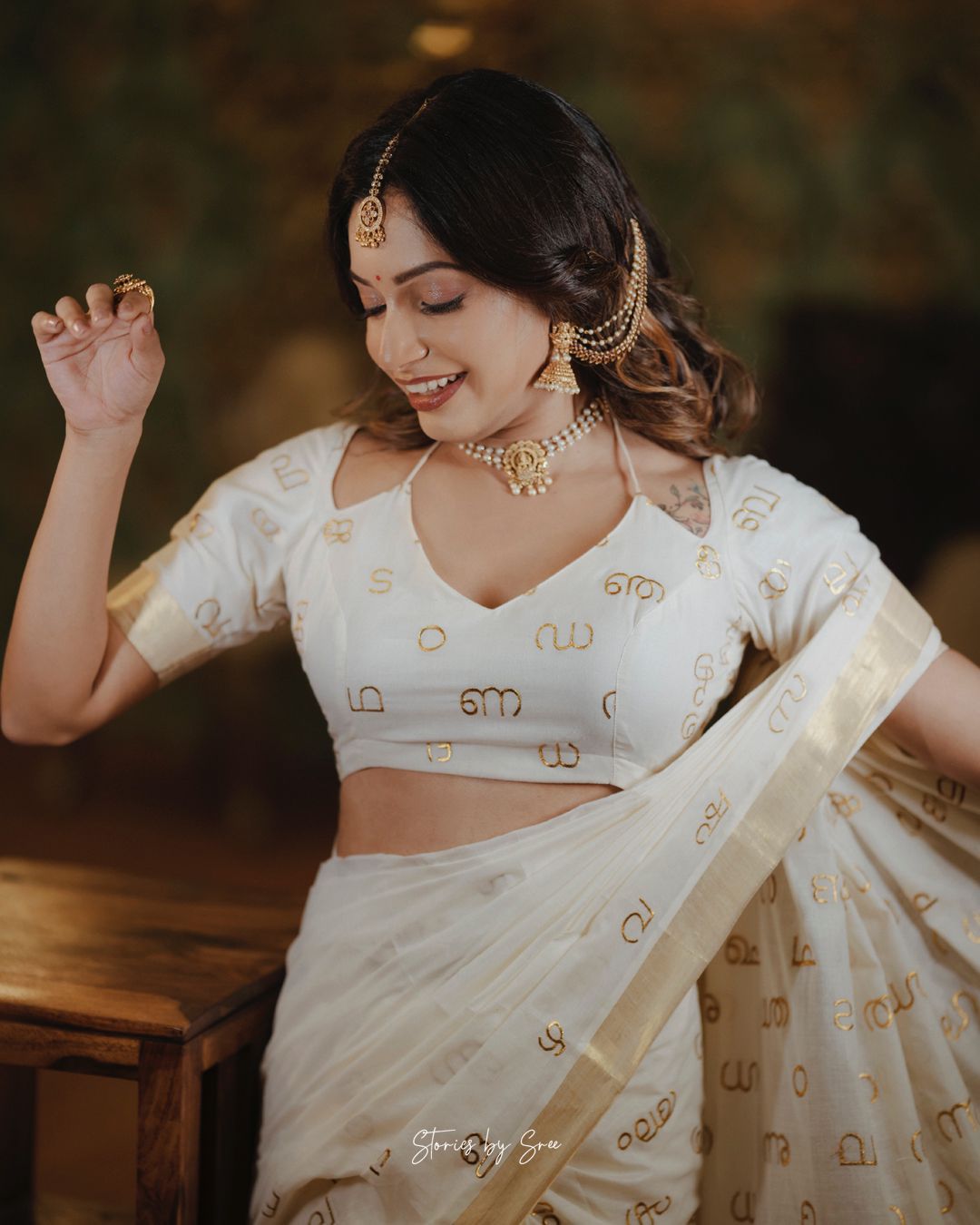 Lettera Embroidery Cotton Kerala Saree -20438 - Image 5