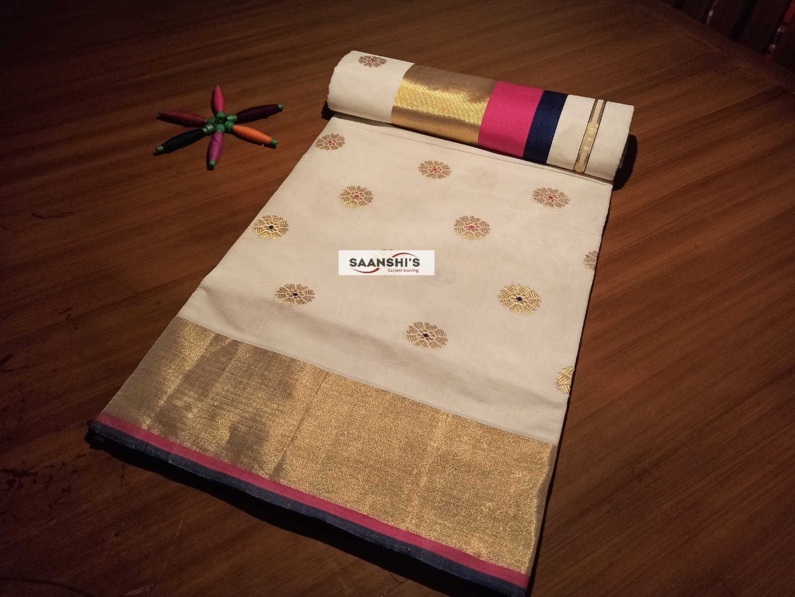 Sufala- meenakari saree 5 inch pink and black combination - Image 7