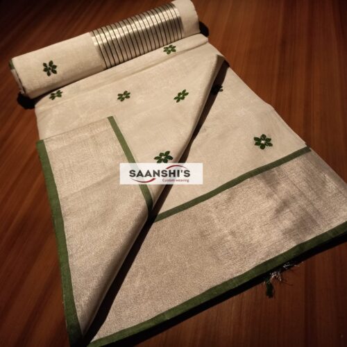 ELSA- PURE HANDLOOM TISSUE SILVER SAREE