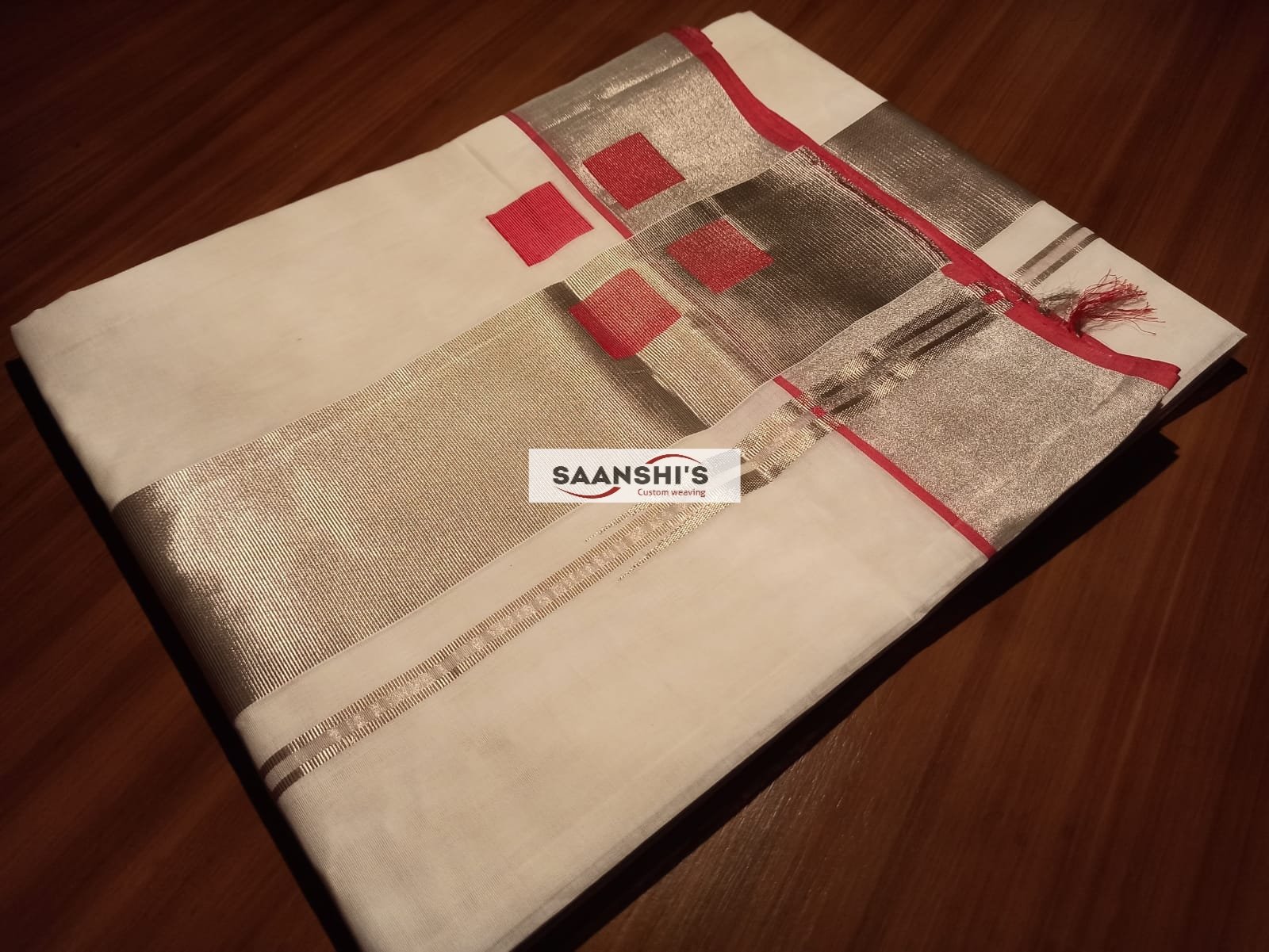 MOHAM- PURE HANDLOOM SILVER SAREE