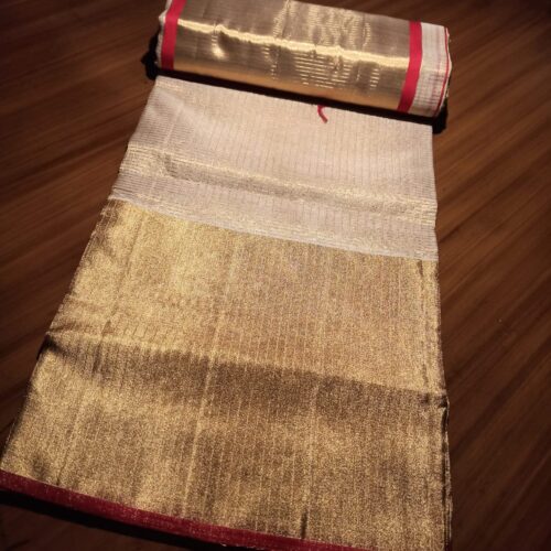 Raktha- FULL JARI WEAVED - TISSUE MICROCHECK SAREE 10 inch