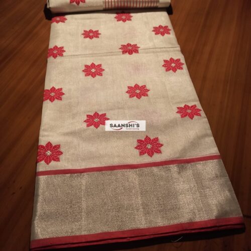 ELSA- PURE HANDLOOM TISSUE SILVER SAREE