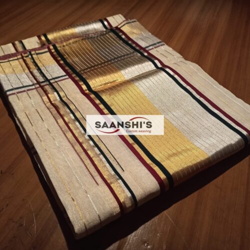 CHANDA- SILVER AND GOLD LINE TISSUE SAREE