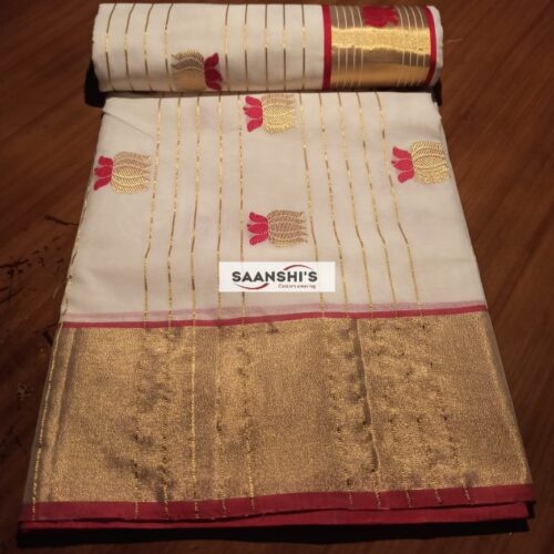 4515 Kamalam -  meenakari  saree 5 inch border saree with lines READY TO DISPATCH