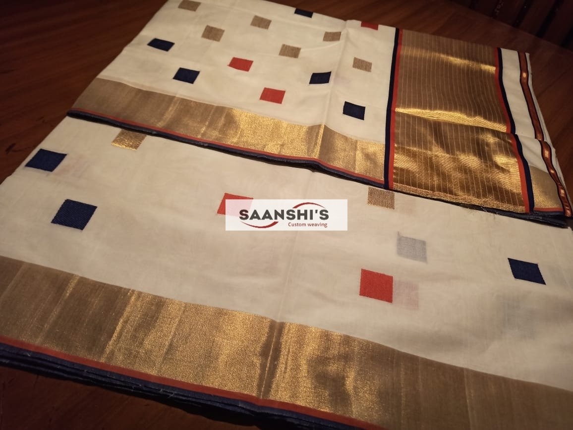MOHAM - PURE HANDLOOM COTTON SAREE WITH HANDWEAVD BOX DESIGN - Image 7