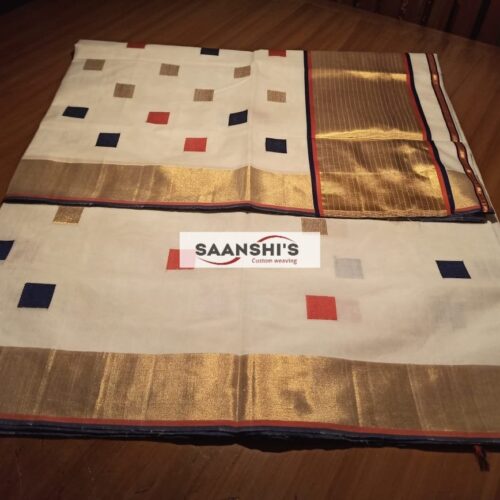 MOHAM - PURE HANDLOOM COTTON SAREE WITH HANDWEAVD BOX DESIGN