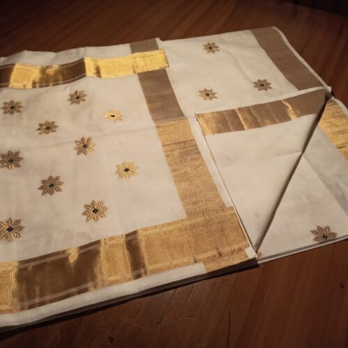 STAR FLOWER PUTTA COTTON SAREE-20458