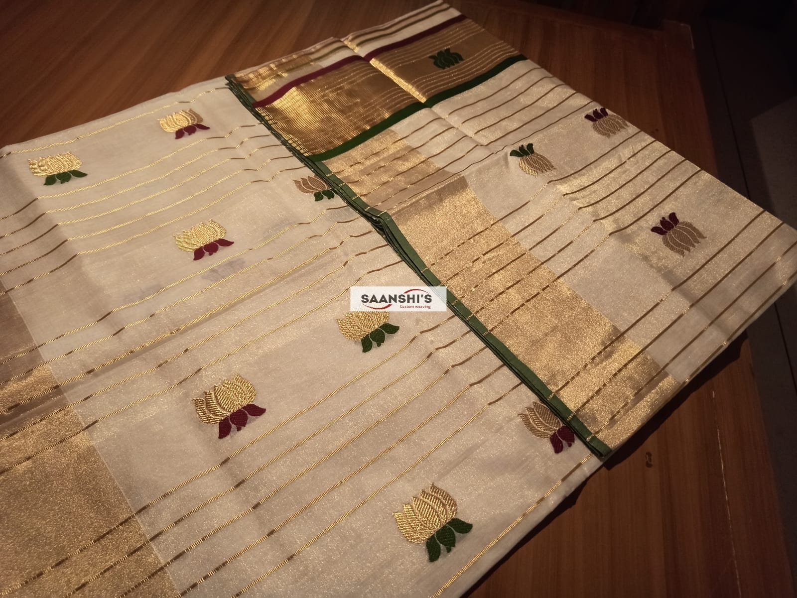 KAMALI - meenakari saree 5 inch border saree with lines READY TO DISPATCH