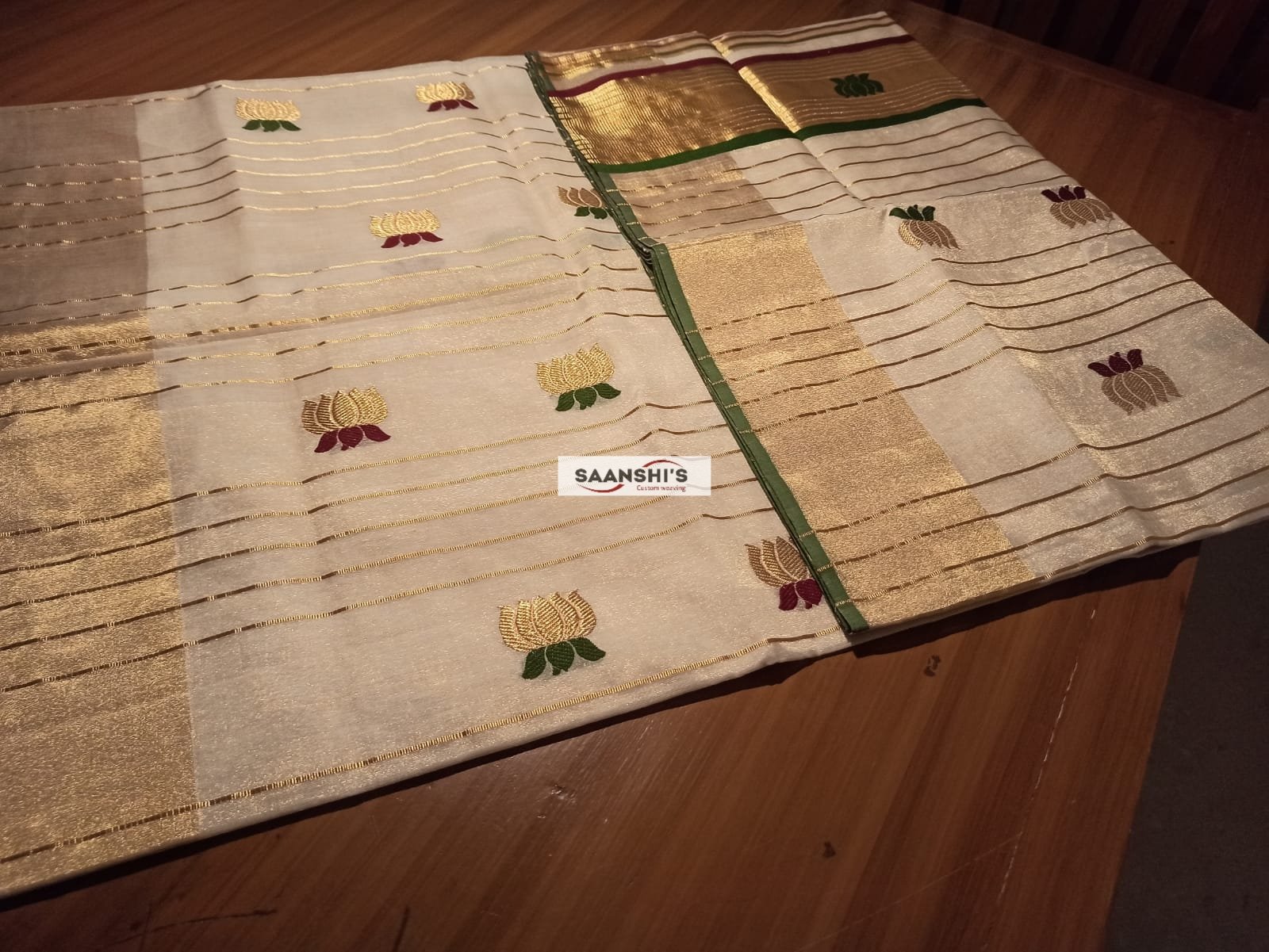 KAMALI - meenakari saree 5 inch border saree with lines READY TO DISPATCH - Image 3