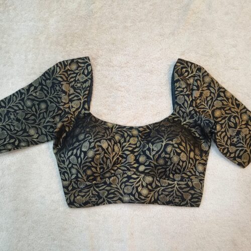 Banarasi  Blouse-60031-Charcoal Black