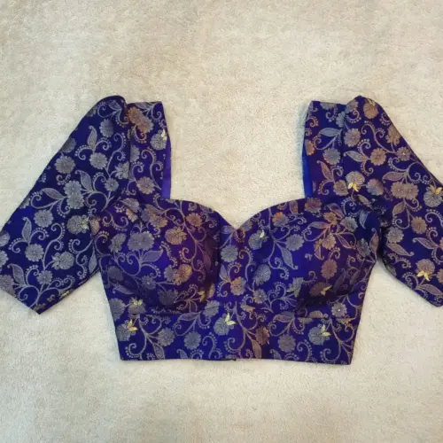 Banarasi Brocade Ready-Made Blouse| 60026| Royal blue