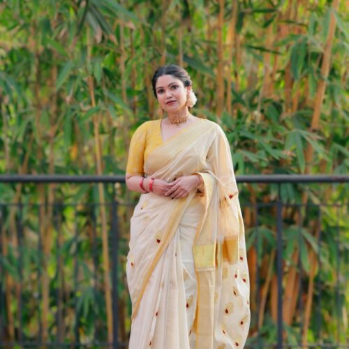 LAKSHMI SAREE-20463 – Pure Handloom Tissue Mayil Design Saree