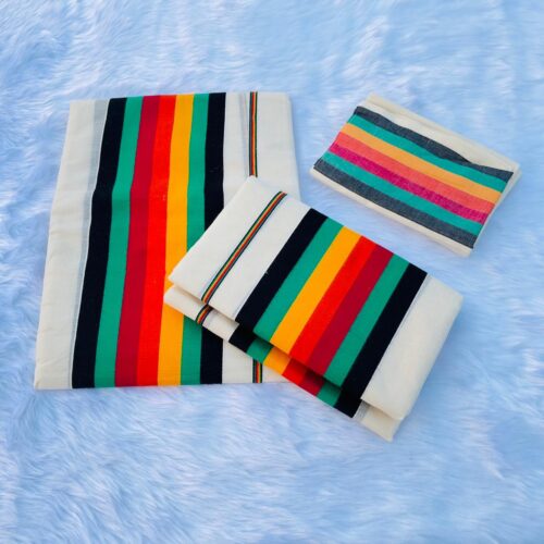 VY SET MUND – 30217 – Cream Base Rainbow Stripe Kara Set Mund