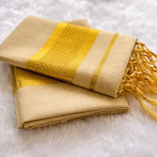 VY SET MUND-30226 – Traditional Kerala Cream Set Mund with Classic Golden Kasavu
