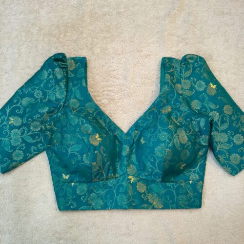 Banarasi Brocade Ready-Made Blouse| 60027| Teal Green