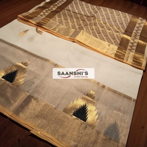 cotton temple border saree - 2451