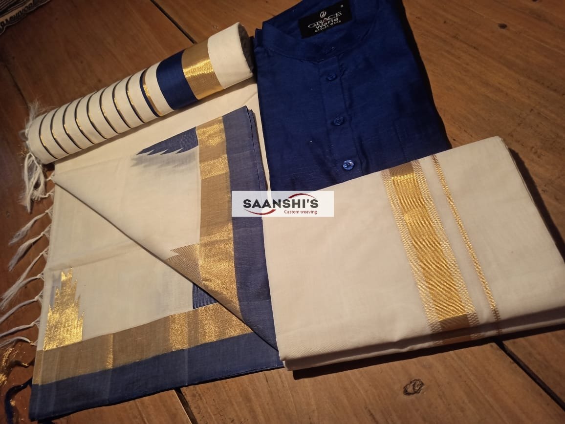 BLUEY- blue temple saree 2089 - Image 4