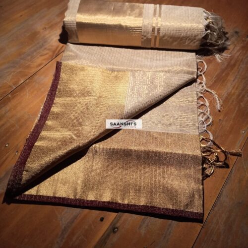FULL JARI WEAVED - TISSUE MICROCHECKÂ SAREE maroon 2253
